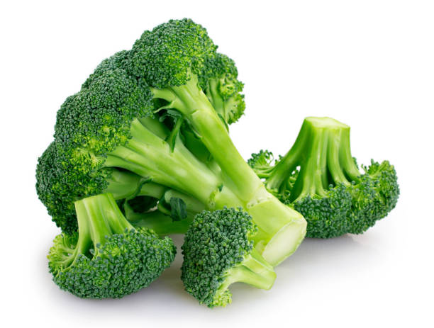 fresh broccoli isolated on white background closeup